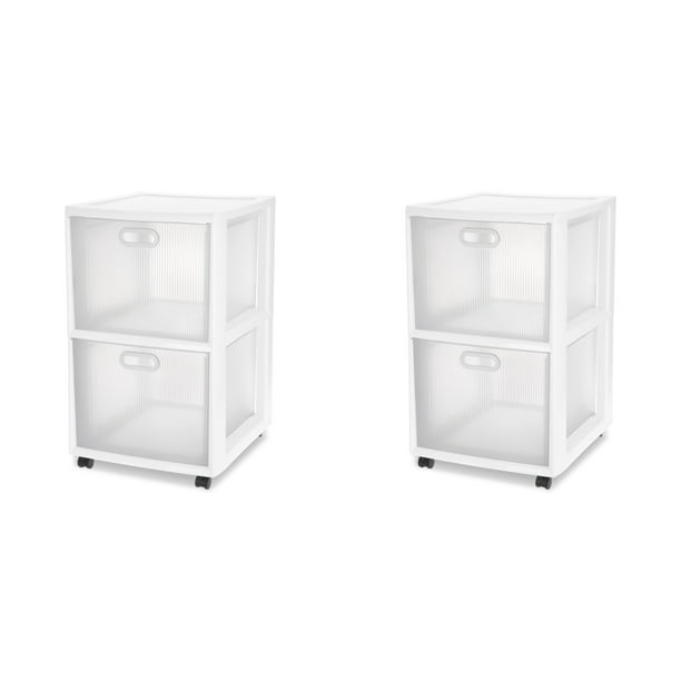Sterilite Plastic Ultra™ 2 Drawer Cart White Set of 2