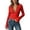 a-97Red25, variant on Womens Solid Color Deep V Neck Long Sleeve Top With Lace Trim Flared Sleeve Hem Slim Fit Casual Blouse For Evening Outings Date Nights] Stylish Top