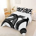 thumbnail image 3 of Castle Fairy Abstract Brush Ring Full Size Comforter Sets 3-Piece,Watercolor Curved Stroke Bedding Comforter Set,Black White,Reversible,1 Comforter and 2 Pillowcases, 3 of 6