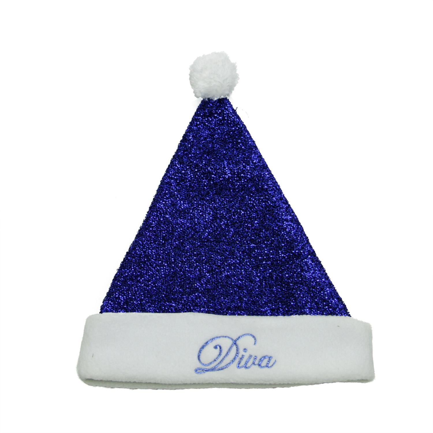 blue and white santa hats
