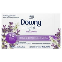 Downy Light Mega Dryer Sheets, White Lavender, 80 Count (4 Pack)