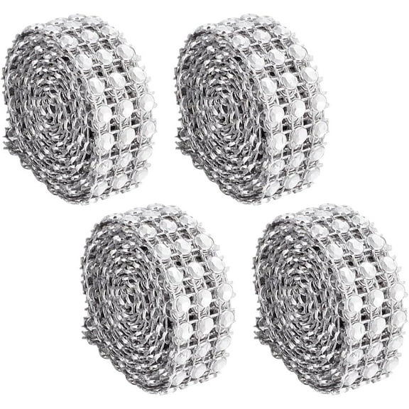 4 Pcs 36x0.6inch Rhinestone Cowboy Hat Bands Cowgirl Hat Accessories Belt Trimmable Bling Sliver Hat Band Western Cowboy Cap Belt Decorative Chain for Cowboy Hat Cap Clothes WeddingSilver