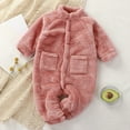 thumbnail image 3 of Otqutp Baby Winter Fleece Jumpsuit Toddler Unisex Crewneck Flannel Onesie Romper Sherpa Fuzzy Furry Snowsuit with Pocket, 3 of 4