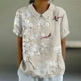 thumbnail image 2 of Womens Shirts Linen Floral Lapel Button Loose Summer Tshirts Shirts for Women Silver 2Xl, 2 of 4