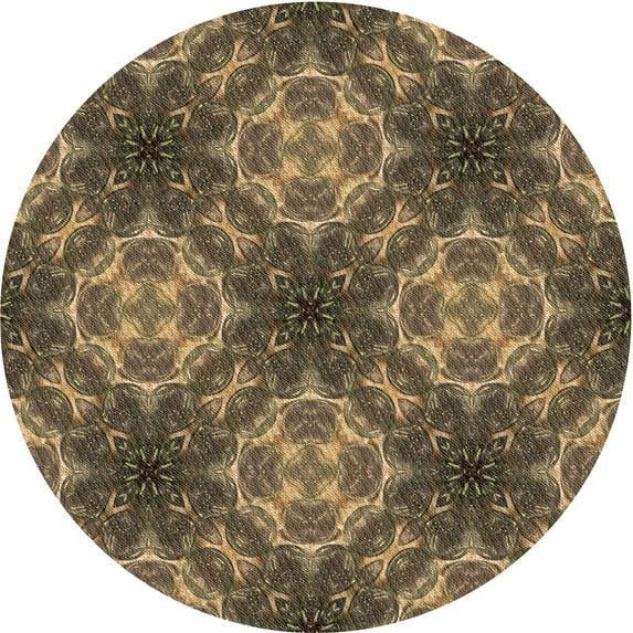 Ahgly Company Machine Washable Indoor Round Transitional Bronze Brown Area Rugs, 5' Round
