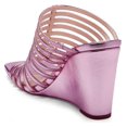 thumbnail image 2 of Jessica Simpson Arriya Meta Pink Square Open Toe Ultra-Strappy Silhouette Slipon Wedge Sandal (6, Meta Pink), 2 of 6