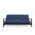 thumbnail image 6 of Brax Black Metal Arm Full Size Futon Frame with 6" Futon Mattress in Blue, 6 of 9