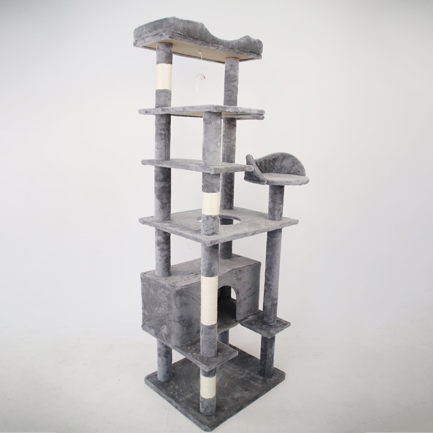 Pefilos 71" Multi-Level Cat Tree Tower for Indoor Cats, Cat Condo for Large Cats with Sisal-Covered Scratching Posts, Gray Pefilos 71" Multi-Level Cat Tree Tower for Indoor Cats, Cat Condo for Large Cats with Sisal-Covered Scratching Posts, Gray