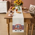 thumbnail image 2 of Thin Blue Red Striped Table Runner 72 Inches, Patriotic Gnomes 4th of July Beige Bed Runner Dresser Scarves Tabletop for Indoor Outdoor Parties/Ceremony/Banquet, 14" x 72", 2 of 9
