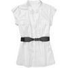 Susie Rose - Juniors' Plus Button Down Short Sleeve Tunic with Belt