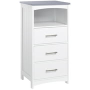 kleankin Bathroom Floor Cabinet, Freestanding Storage Cupboard Unit with 3 Drawers and Open Components, White