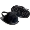 thumbnail image 4 of 2 Pack Infant Baby Girls Sandals Elastic Back Strap Flats Slippers Soft Toddles Princess Shoes Faux Fur Slides Shoes First Walker House Shoes, 4 of 7