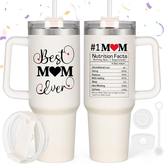 Mom Tumbler Cup - 40 Oz Best Mom Ever Gift, Unique for Mom, Women