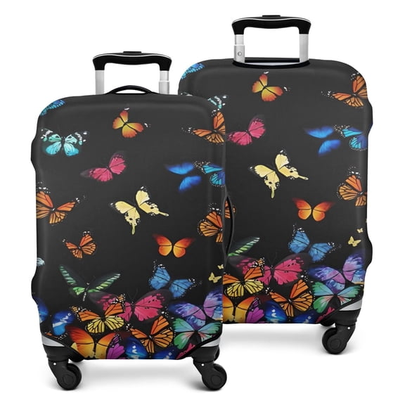 Black Blue Orange Butterfly Pattern Luggage Cover Fashion Suitcase Cover Baggage Covers Fit 25-28 Inch Luggage (Go Travel)