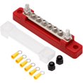 thumbnail image 1 of 6 Way Bus Bar Terminal Block 300V AC/48V DC 130A AC/150A DC Professional Power Distribution Block Bus Bar Durable Auto Marine Power Distribution Earthing Block with Cover for Car, 1 of 7