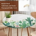 thumbnail image 5 of Watercolor Cactus Round Fitted Table Cover Hand Painted Flowers Retro Waterproof Table Cloth with Elastic Edge Wipeable Tablecloth for Picnic Camping Party Fits 45"-54" Diameter, 5 of 8
