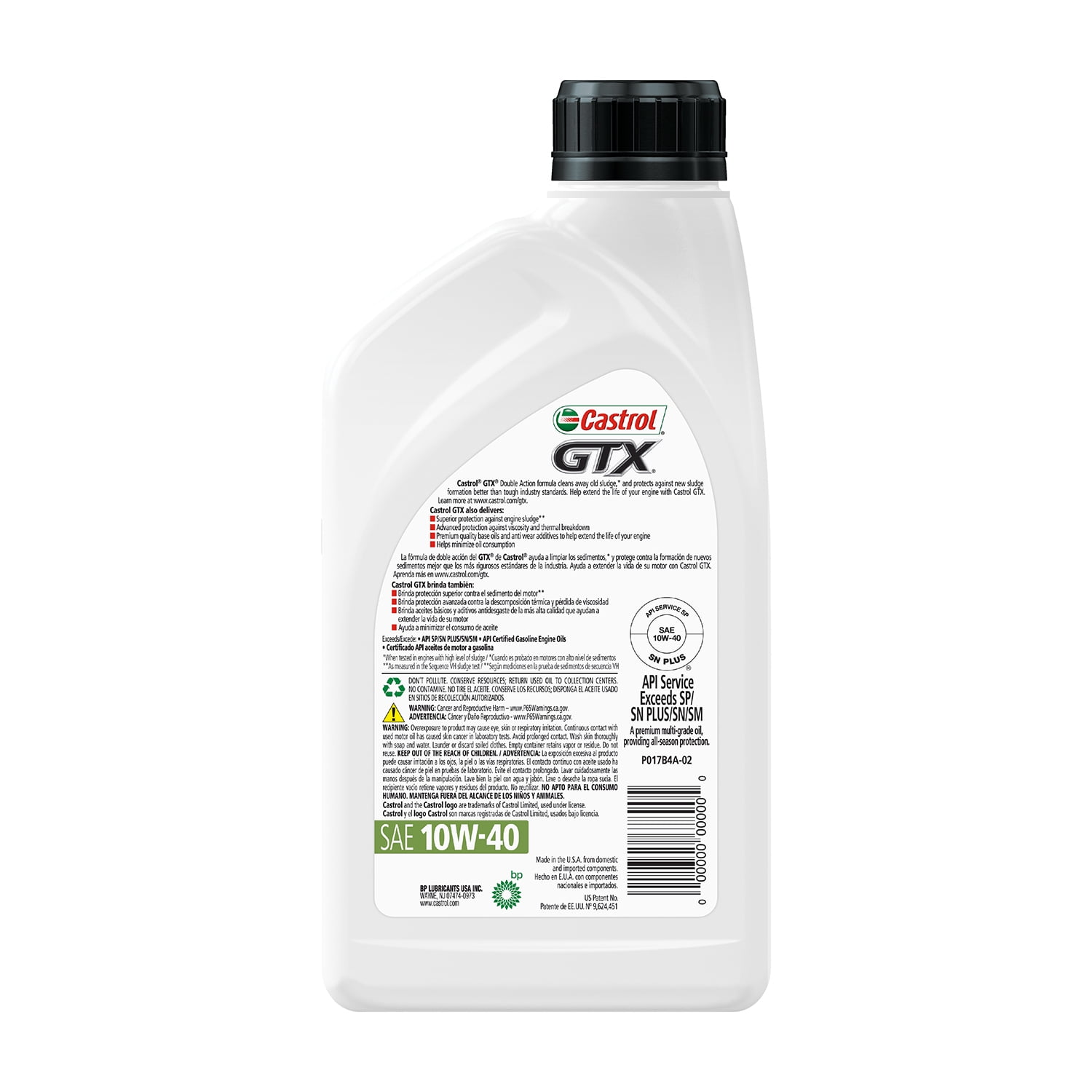 Castrol GTX Superior Protection Conventional Motor Oil 10W-40, 1 qt