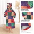 thumbnail image 3 of FORMRS Wearable Blanket Hoodie with Sleeves for Kids Cozy Flannel Sweatshirt, Red and Purple Plaid Pattern, 3 of 7