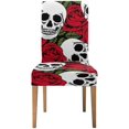thumbnail image 1 of RYLABLUE Roses and Skulls Stretch Chair Cover Protector Seat Slipcover for Dining Room Hotel Wedding Party Set of 1, 1 of 5
