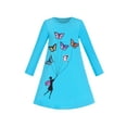 thumbnail image 1 of Girls Dress Long Sleeve Blue Butterfly Embroidered Casual 7 Years, 1 of 1