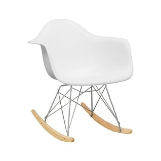 Nicer Furniture Eiffel Style Molded Plastic Rocking Armchair - White