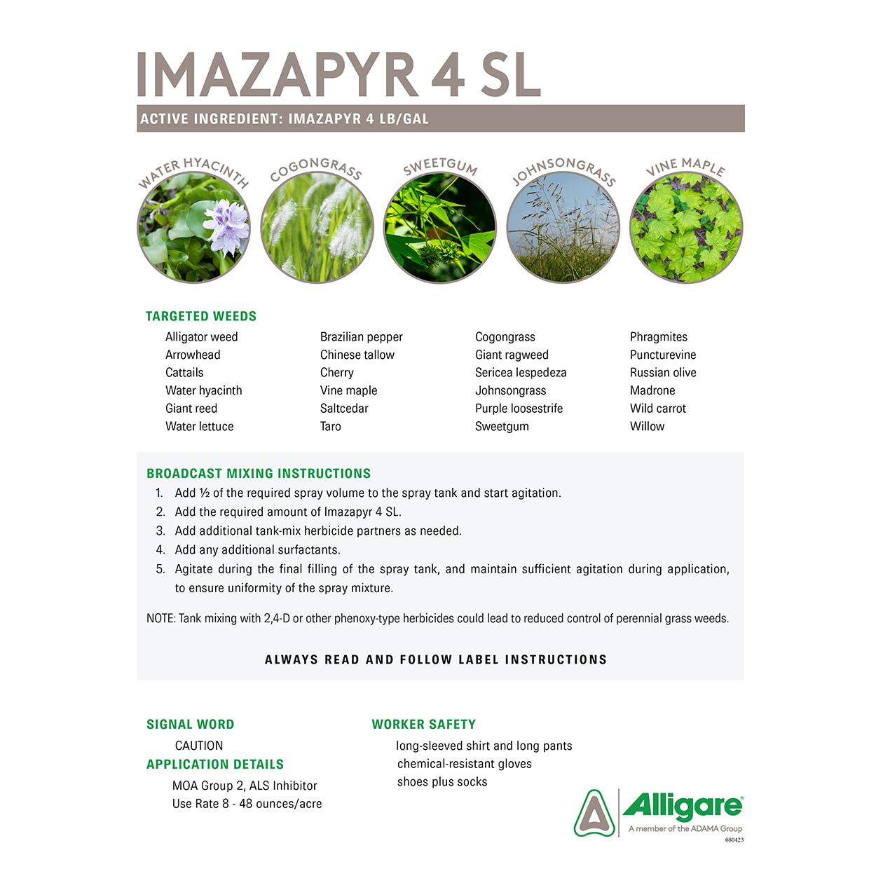 Imazapyr 4 SL Herbicide - Broad-Spectrum Weed Control - 32 fl oz Bottle by Alligare