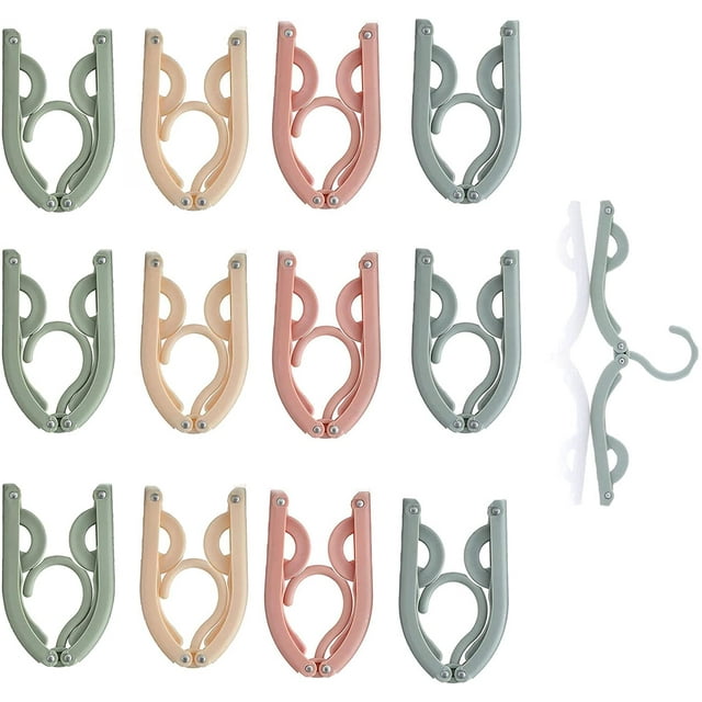 12 perchas de plástico portátiles, perchas de viaje plegables, perchas ligeras antideslizantes para viajes, perchas plegables que ahorran espacio, para exteriores, campamentos y hogar