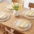 thumbnail image 2 of Farmhouse Placemats Set of 4 Round Placemats for Dining Table Decor Indoor Outdoor Washable Kitchen Table Mat Wipe Clean Brown 15x15inch, 2 of 5