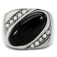 thumbnail image 2 of Gift For Him Men's Rings Stainless Steel Oval Black Onyx, 2 of 7