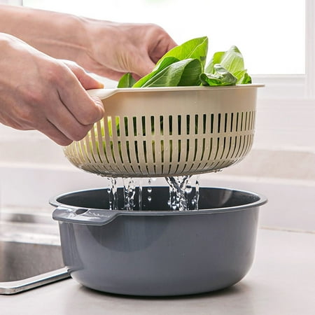 

Clearance! Lssam Dish Drying Rack Drying Rack Kitchen 2in1 Kitchen Washing Basket Fruit Basket Basket Round Two Layer Of Waterlogging Caused By Excessive Rainfall