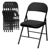 6 Pack Black Folding Chairs with Padded Cushion for Outside, Portable Stackable Metal Foldable Chairs with Steel Frame for Party Home Events Office Wedding, 350lbs Capacity