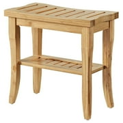 Linon Bracken Bamboo Stool with Shelf, 18 inches Tall