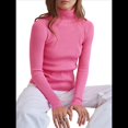 thumbnail image 1 of Suéteres Acanalados para Mujer, Lindos Suéteres de Punto de Cuello Alto, Ajustados y Cálidos Rosa Roja un Tamaño, 1 of 9