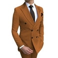 thumbnail image 2 of Men's Brown Skinny Fit Two-Piece Suit Jacket and Pants for Formal Business, 2 of 9