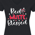 thumbnail image 4 of Inktastic 4th of July Red White Blessed Fireworks Women's V-Neck T-Shirt, 4 of 5