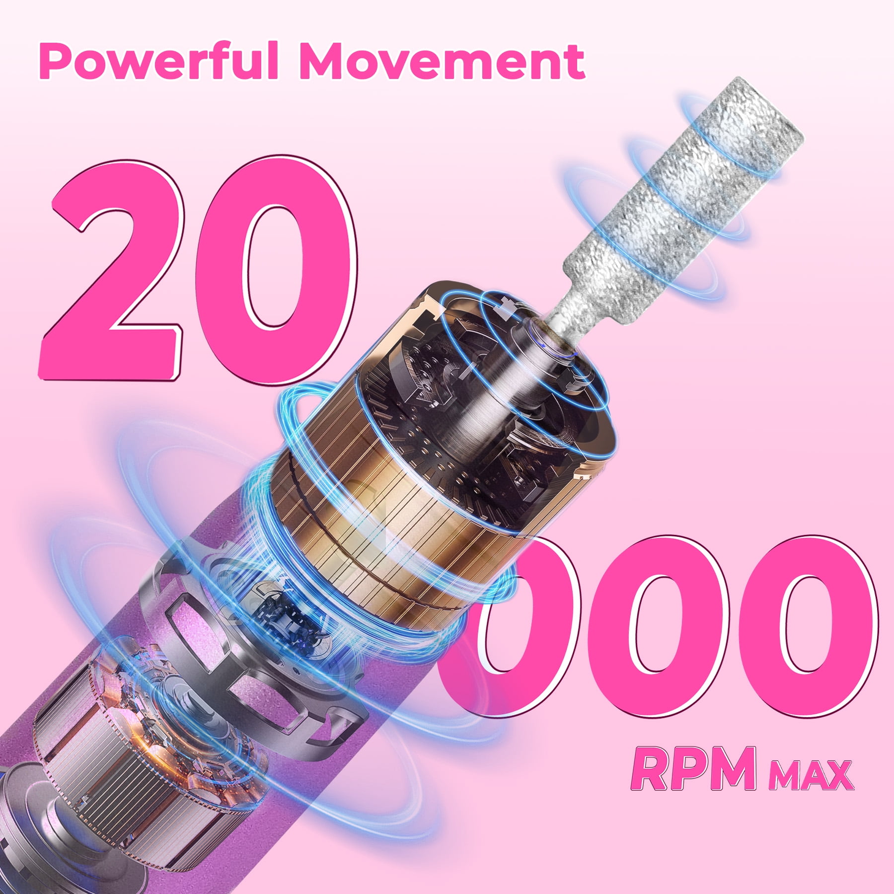Electric Nail Drill Machine - Portable Pen-Shaped Nail Drill Kit with 6 Bits & Sanding Bands, Low Noise Low Heat for Manicure Pedicure