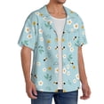 thumbnail image 2 of Gukieu Bee Flower Print Men's Short-sleeved Shirts, Button-down Pocket Shirts, T-shirts, Beach Vacation Travel Summer Clothing-Small, 2 of 5