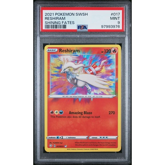 Graded 2021 PSA 9 Reshiram Shining Fates #017 Pokemon Sword & Shield Trading Card