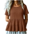thumbnail image 2 of Uootdi Tiered Ruffle Tops for Women Short Sleeve Round Neck Tees Summer Style Soft Breathable Relaxed Fit Blouses Gift, 2 of 6