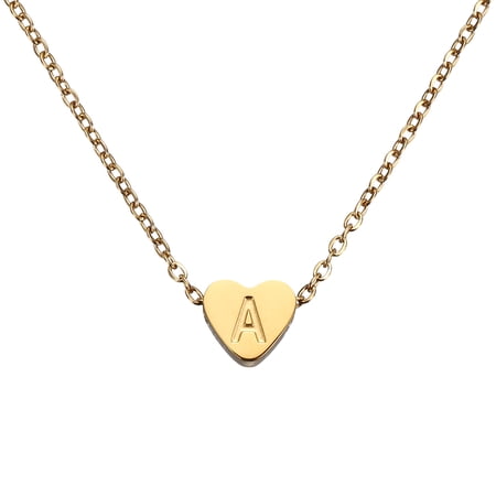Uxcell Initial Heart Necklace for Women, 18K Gold Plated Stainless Steel Chain Dainty Personalized Name Letter A Pendant Necklaces for Woman Jewelry Gifts, Gold Tone