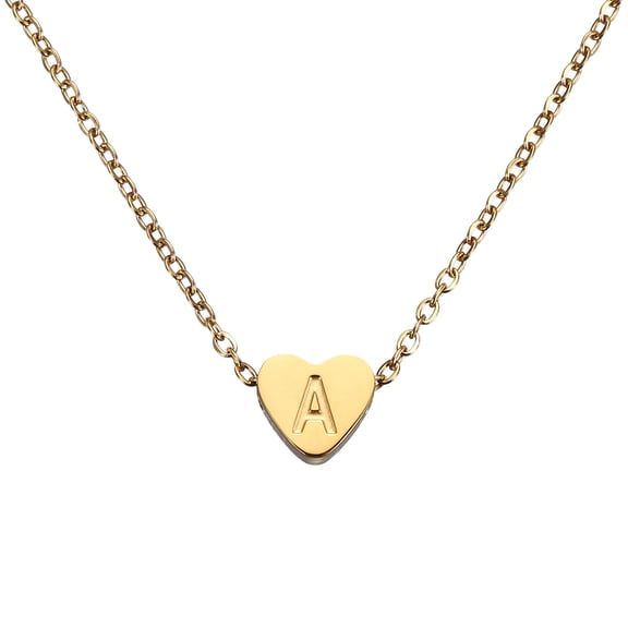 Uxcell Initial Heart Necklace for Women, 18K Gold Plated Stainless Steel Chain Dainty Personalized Name Letter A Pendant Necklaces for Woman Jewelry Gifts, Gold Tone