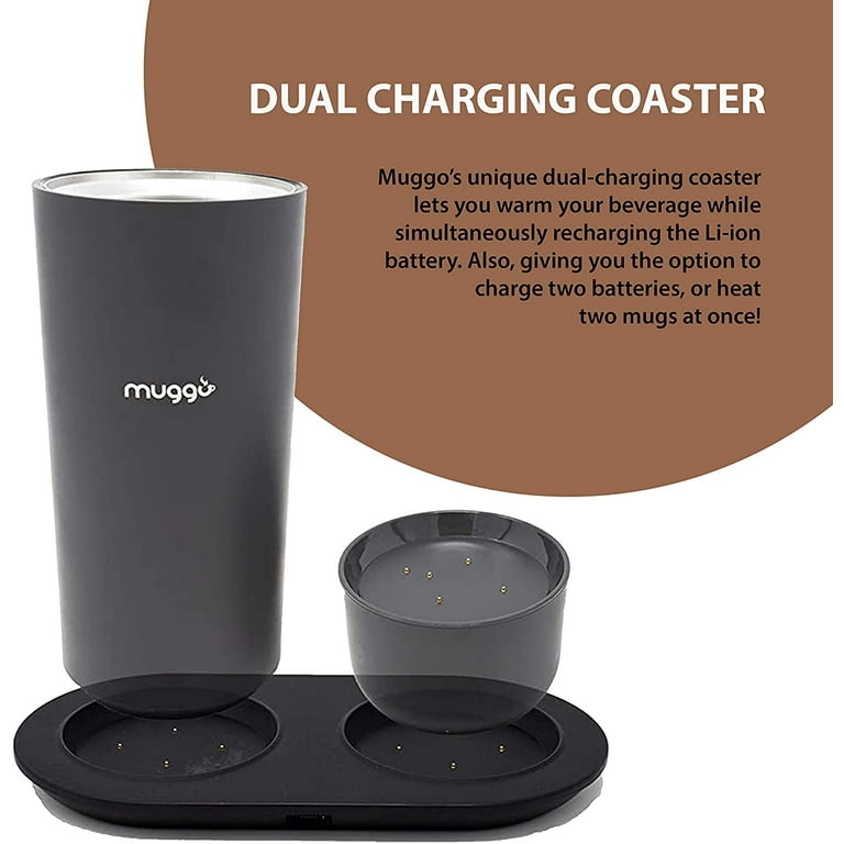 Muggo 12 oz Self-Heating Coffee Mug, Temperature Control Travel Mug, Black  Portable Heated Coffee Mug with Leak-Proof Lid & 3-Hour Battery Life 