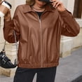 thumbnail image 6 of WTOBBY Women's Biker Style Faux Leather Jacket Short Coat Zippered Front Stand Collar Casual Outerwear Solid Color Edgy Look for Concert Night,Brown M, 6 of 7