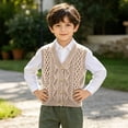 thumbnail image 4 of fatyb Toddler Baby Sweater Vest Sleeveless Button down V Neck School Uniform Cardigan for Boys Girls, 4 of 7