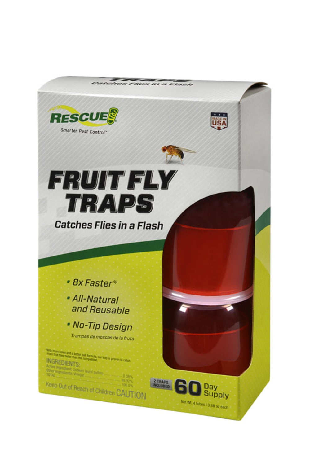 RESCUE Reusable Indoor Fruit Fly Trap 2 Pack – Non-Toxic