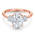 thumbnail image 3 of Gem Stone King 18K Rose Gold Plated Silver Ring Set with Moissanite (3.46 Cttw), 3 of 7