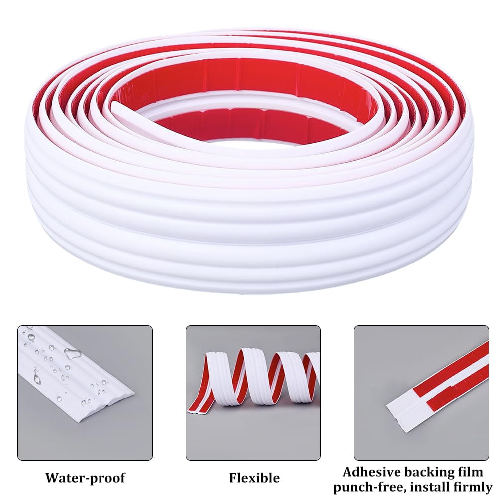 Floor Transition Strip Floor Cover Strips White 4Ft Self Adhesive Flooring Transitions Laminate 4cm Wide Vinyl Flat Divider Trim