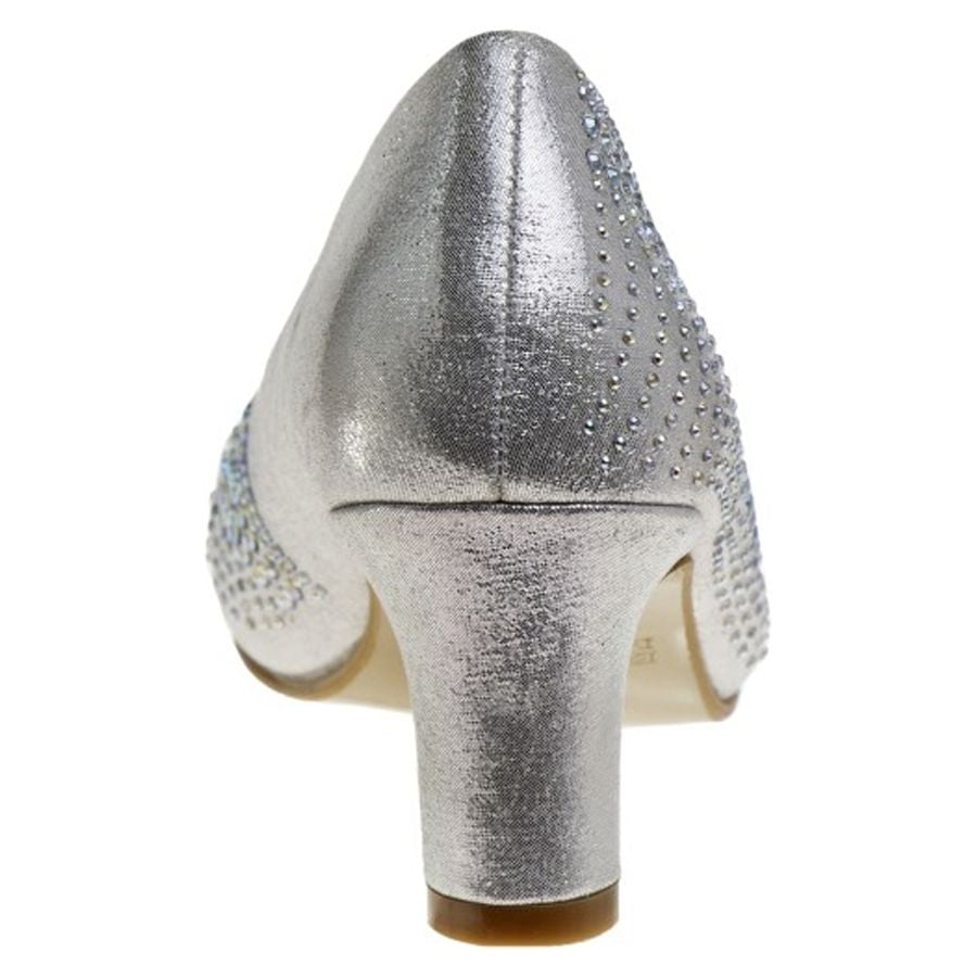 Badgley Mischka Little Kids Girls Heel Dress Shoes with Rhinestone - Silver, Size: 4