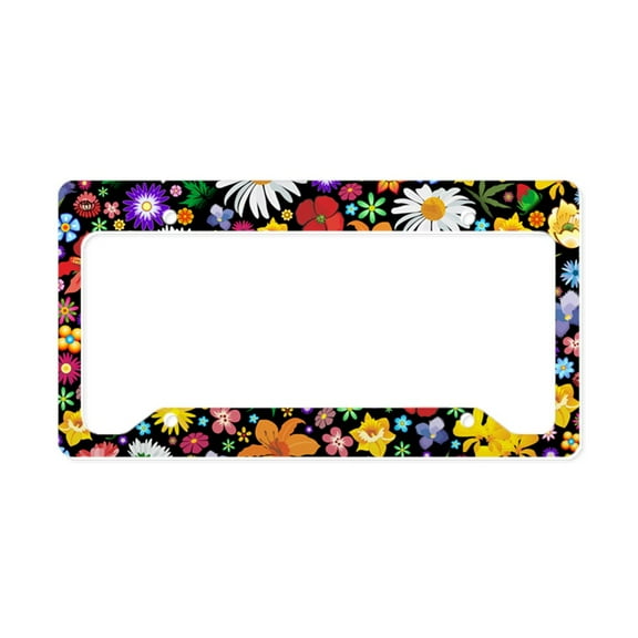 CafePress - Spring Flowers Pattern License Plate Holder - Aluminum License Plate Frame, License Tag Holder