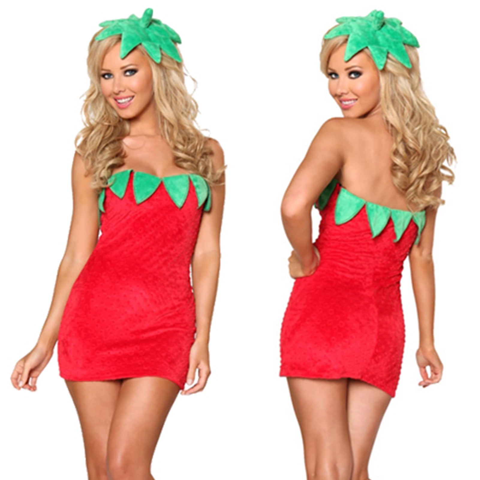 Ladies Strawberry Costume Dress Funny Food Fruit Outfits Adults - Ladies Strawberry Costume Dress Funny Food Fruit Outfits Adults -